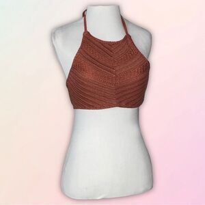 Xhilaration, Copper/Rust Knit, Strappy, Halter Style, Bikini Top